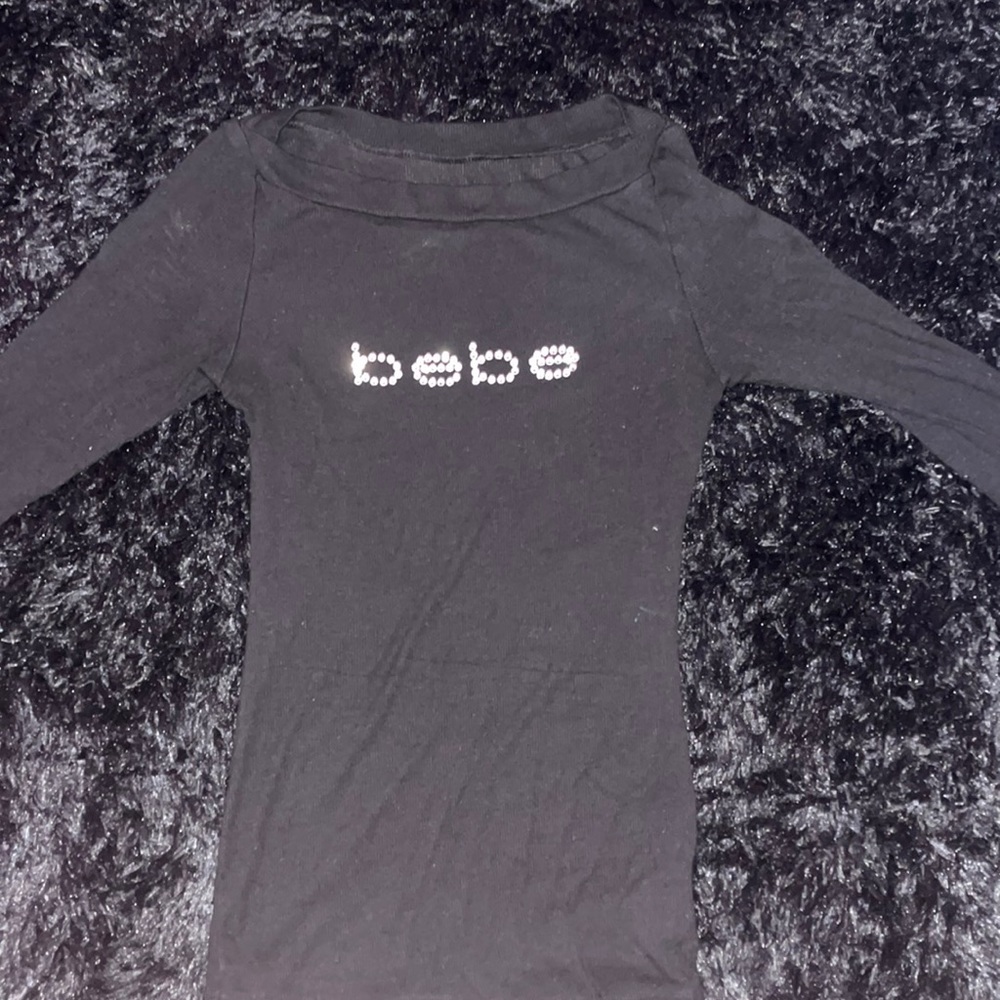 Vintage longsleeve black rhinestone Bebe top